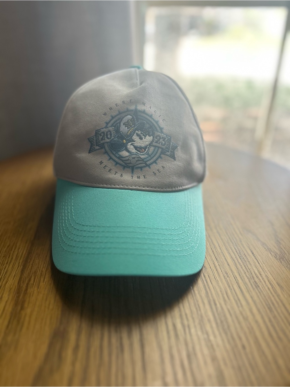 Disney Cruise Line 2023 Baseball Hat Cap Captain Mickey Aqua Blue, Light Gray